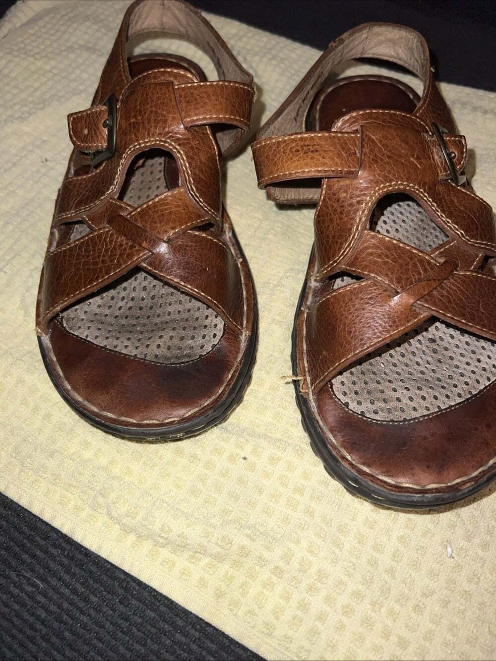 Born Shoes Women's Sz 9 Fisherman Sandals Open Toe Genuine Leather Brown Comfort - Picture 8 of 12